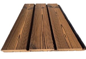 P1 20 120 x3 F Long Förkolnat thermo furu Bränd termofurupanel, borstad och oljad